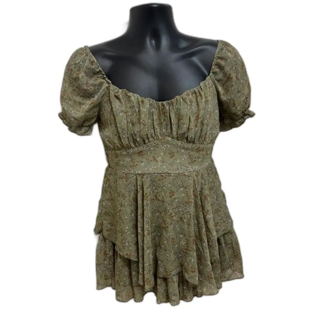 Small Green floral mini romper